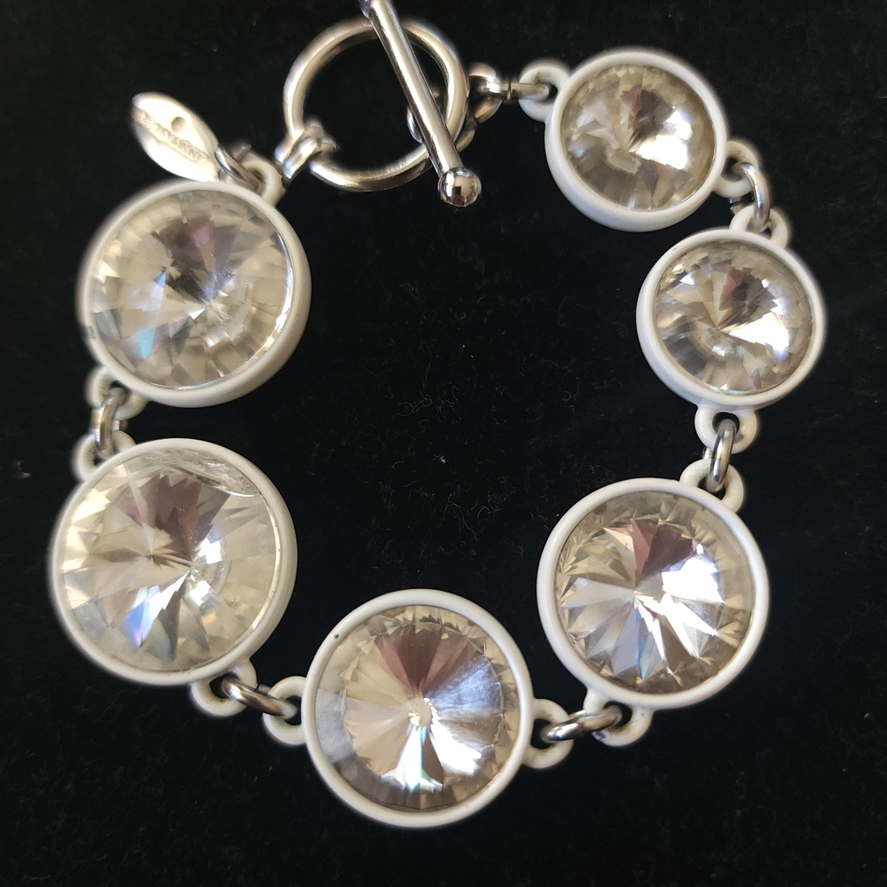 Vintage Ann Taylor Silver and White Crystal Bracelet